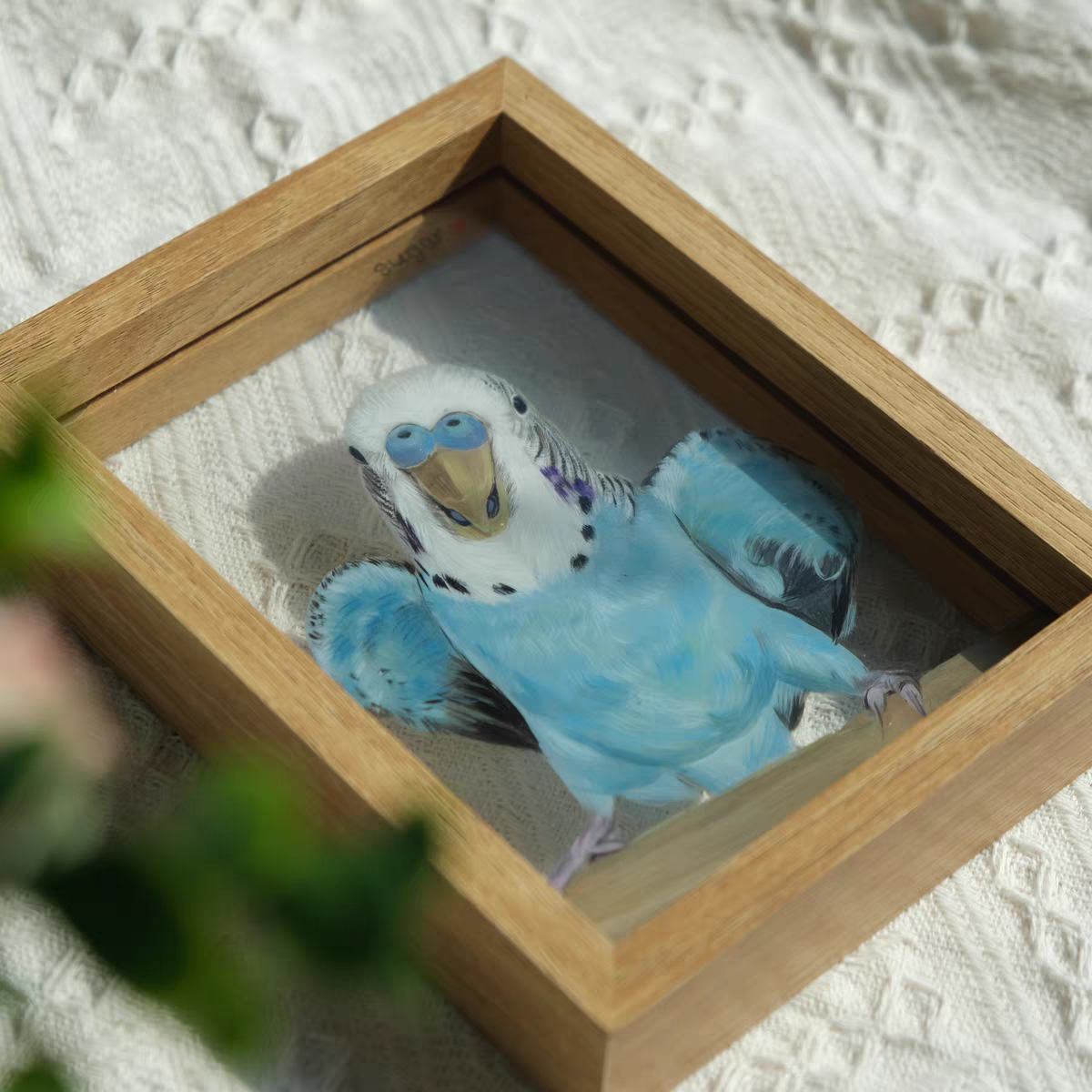 Personalized Glass Oil Painting For Pets With Dry Flower Decoration