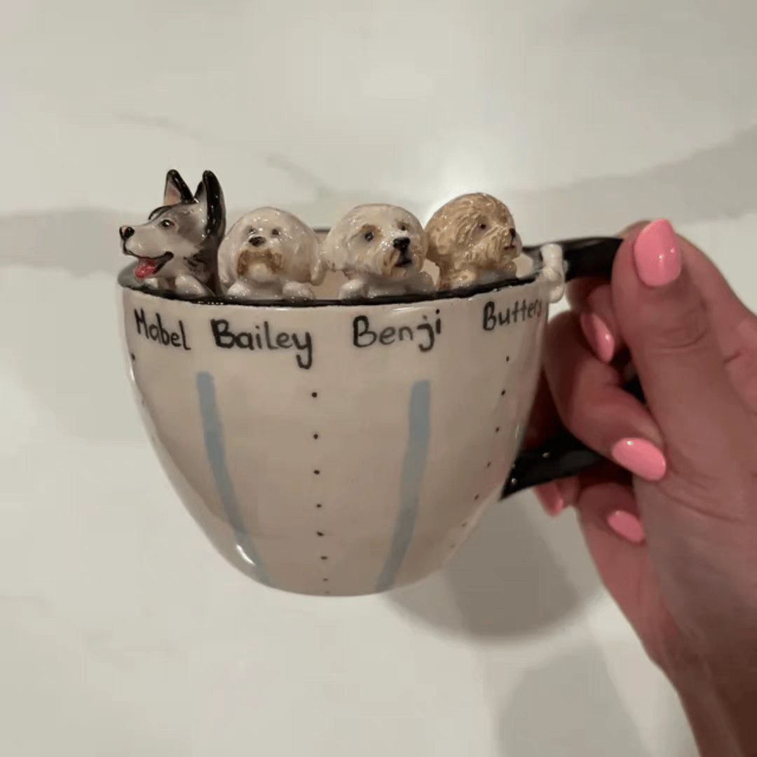 Personalized 3D Pet Mug | Handmade Ceramic Coffee Cup | Custom Pet Portrait Gift