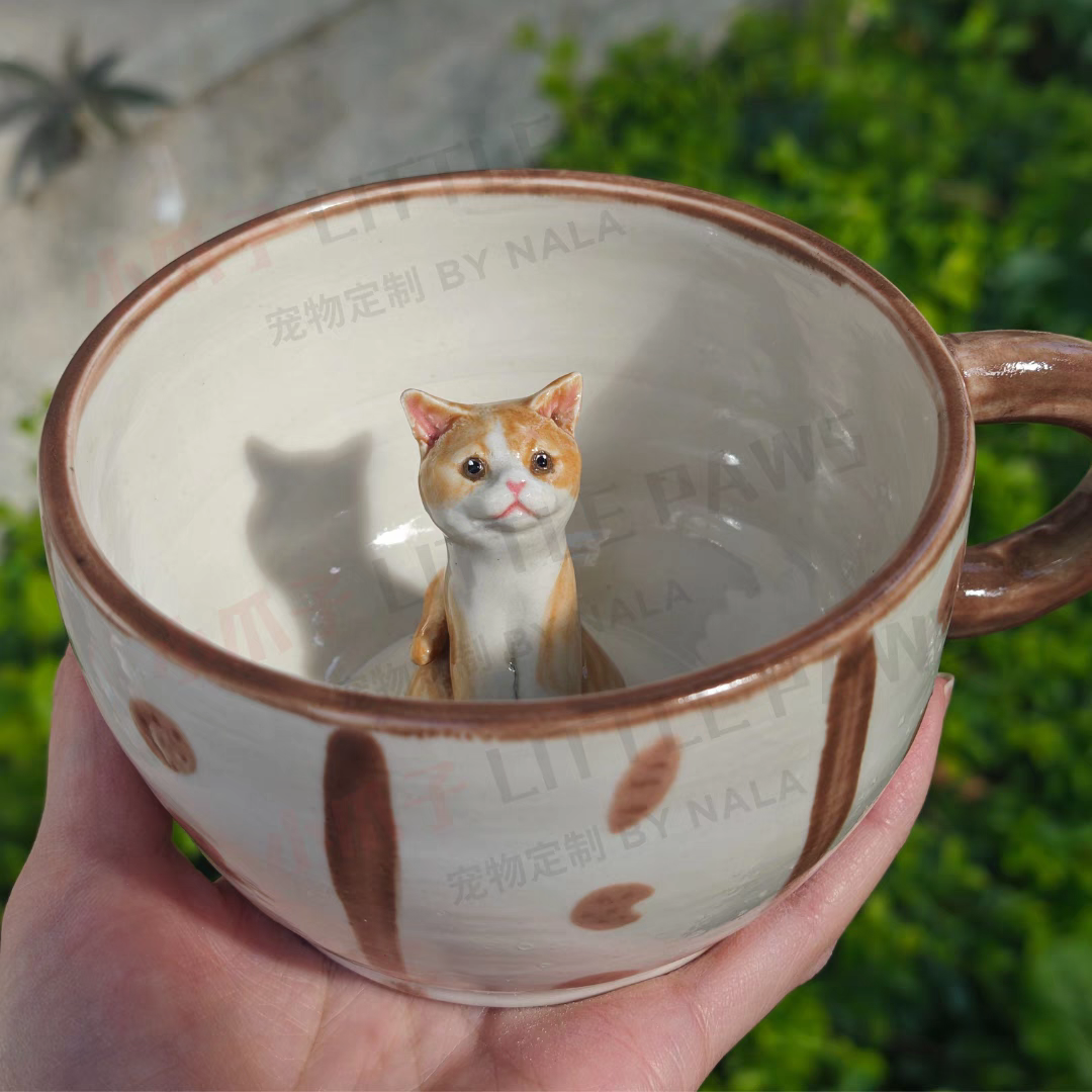 Personalized 3D Pet Mug | Handmade Ceramic Coffee Cup | Custom Pet Portrait Gift