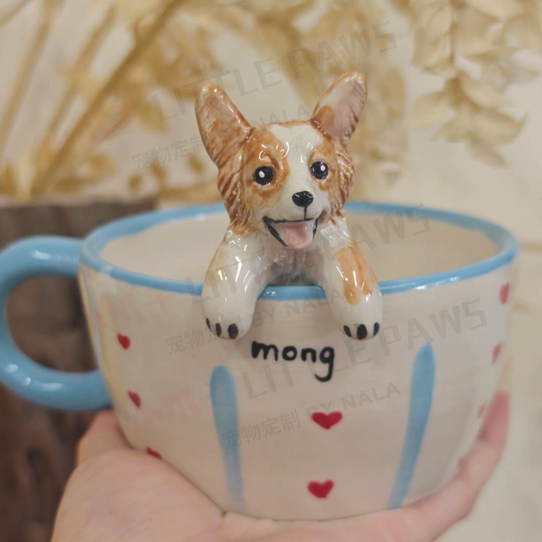Personalized 3D Pet Mug | Handmade Ceramic Coffee Cup | Custom Pet Portrait Gift