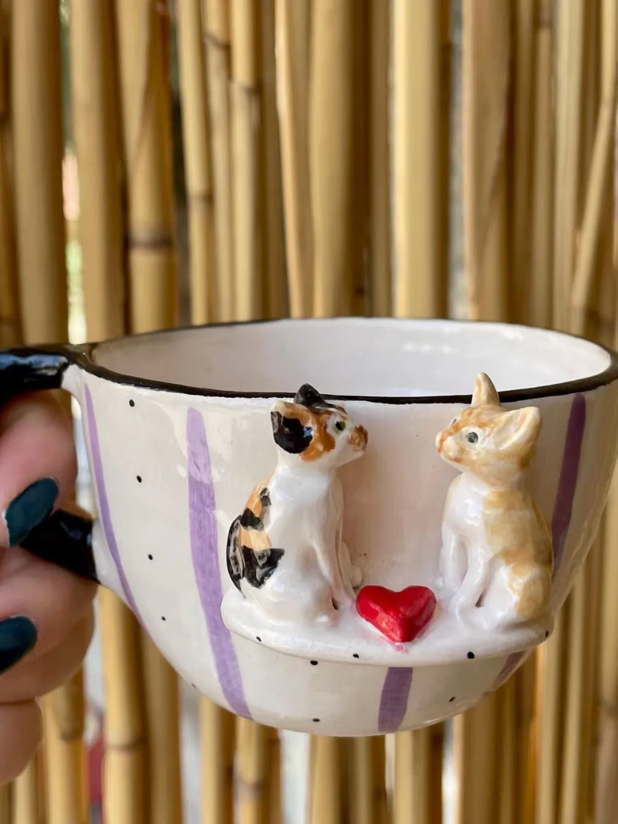 Personalized 3D Pet Mug | Handmade Ceramic Coffee Cup | Custom Pet Portrait Gift