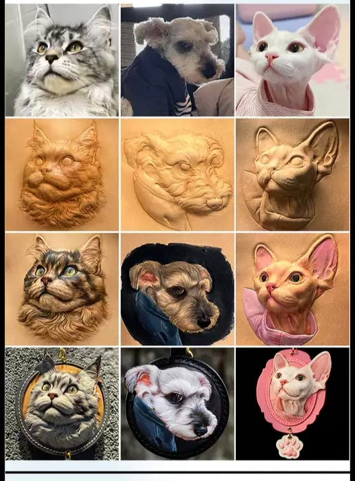 Pets Photo Leather carving pendant accessories memorial