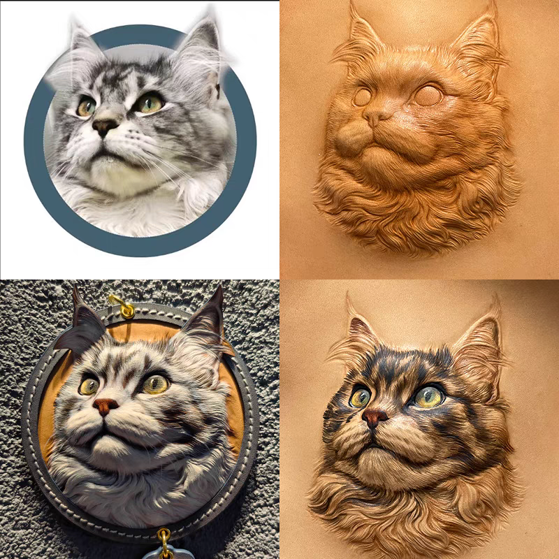 Pets Photo Leather carving pendant accessories memorial