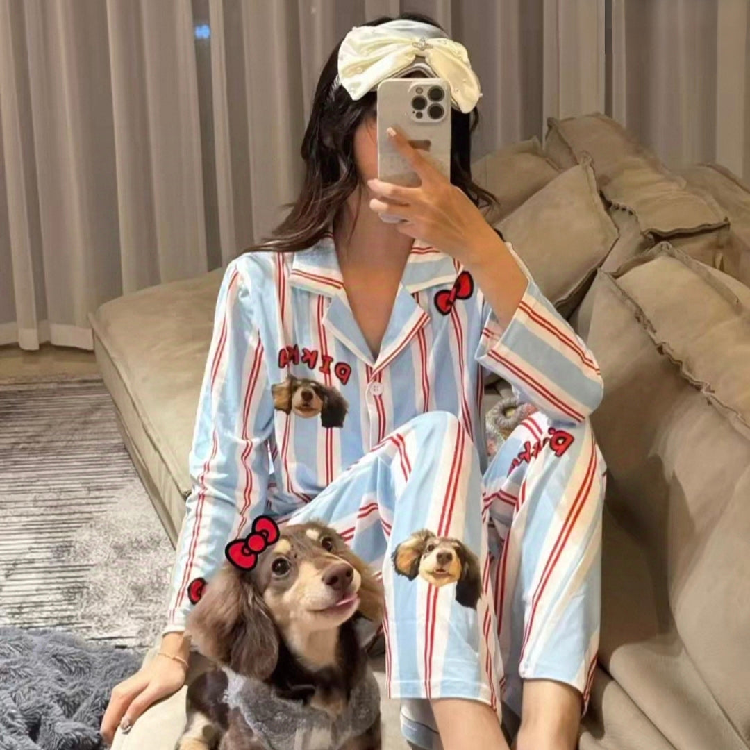 Personalized Pet Portrait Pajama Set (Long & Short Sleeve) Premium Custom Gift for Pet Lovers