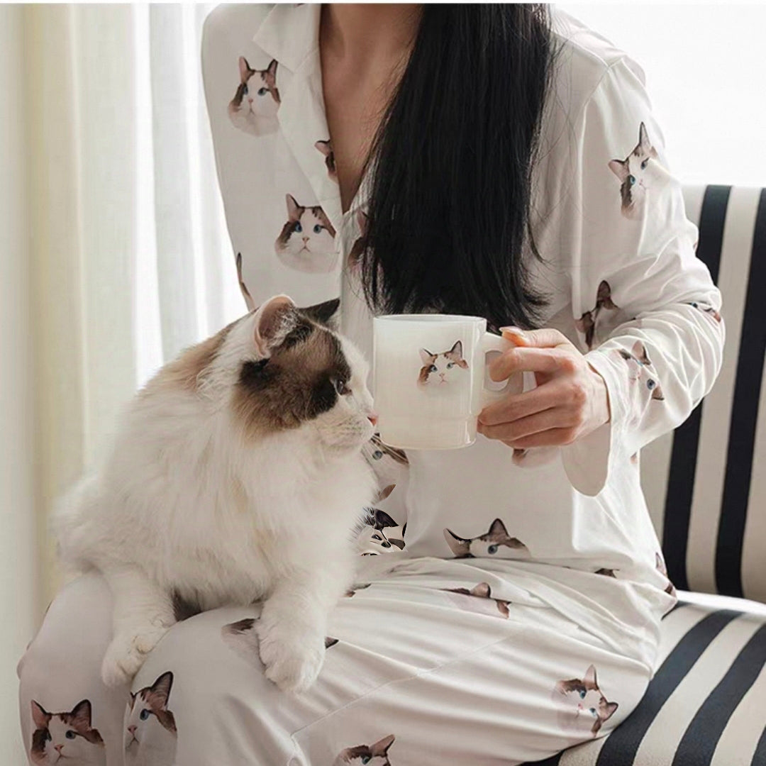 Personalized Pet Portrait Pajama Set (Long & Short Sleeve)  Premium Custom Gift for Pet Lovers